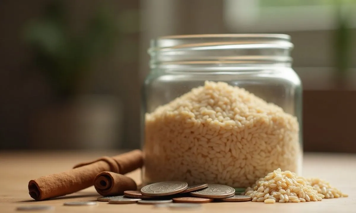 The old trick: a jar of rice, coins and cinnamon is said to keep money flowing in